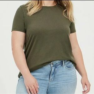 NWT Torrid Everyday Tee Crew Neck Signature Jersey Olive Green